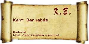 Kahr Barnabás névjegykártya